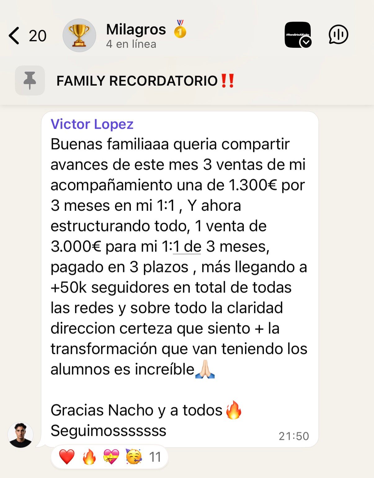 Testimonio de alumno